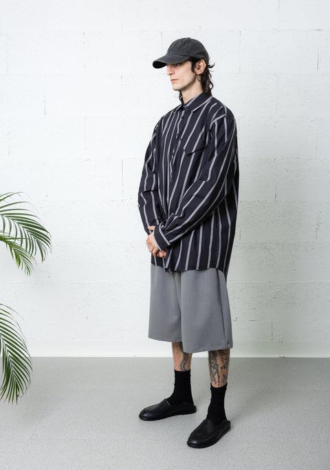SCRAPES SHIRT STRIPED BLACK