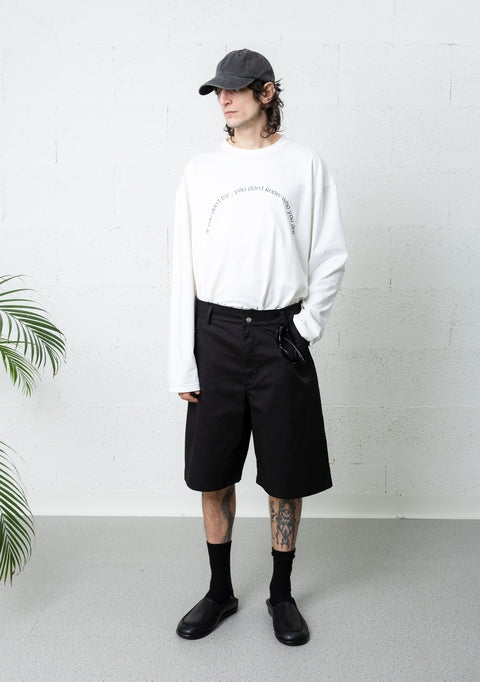 DAMAGED LOOSE SHORTS BLACK