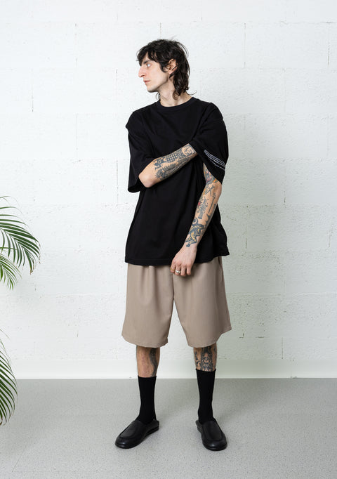 SHOULDER STRIPPED T-SHIRT BLACK
