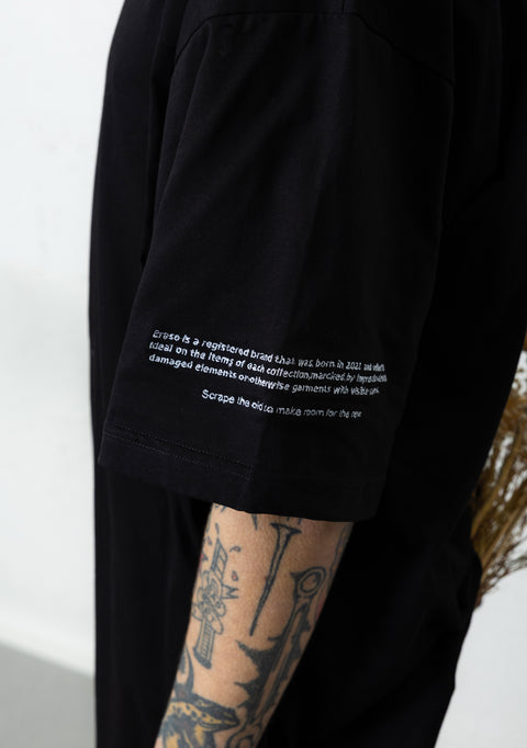 SHOULDER STRIPPED T-SHIRT BLACK