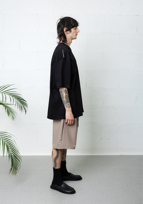 SHOULDER STRIPPED T-SHIRT BLACK