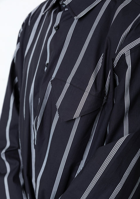 SCRAPES SHIRT STRIPED BLACK